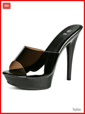 Clear Stiletto Slides Peep Toe Platform High Heels Jelly Mules Sandals